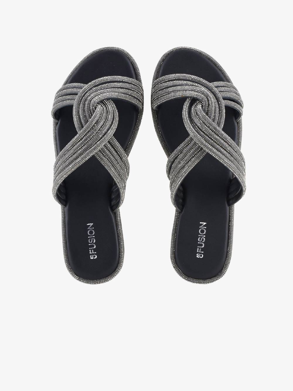 CB FUSION Sandali Bassi Fascia Nodo Strass CBF.R224008 Donna Pelle Grigio