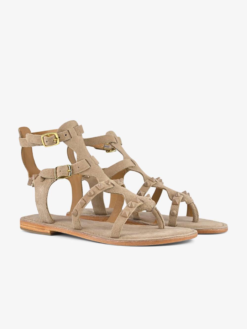 CB FUSION Sandali Bassi Gladiatore Borchie Piramidali CBF.R224001 Donna Pelle Beige