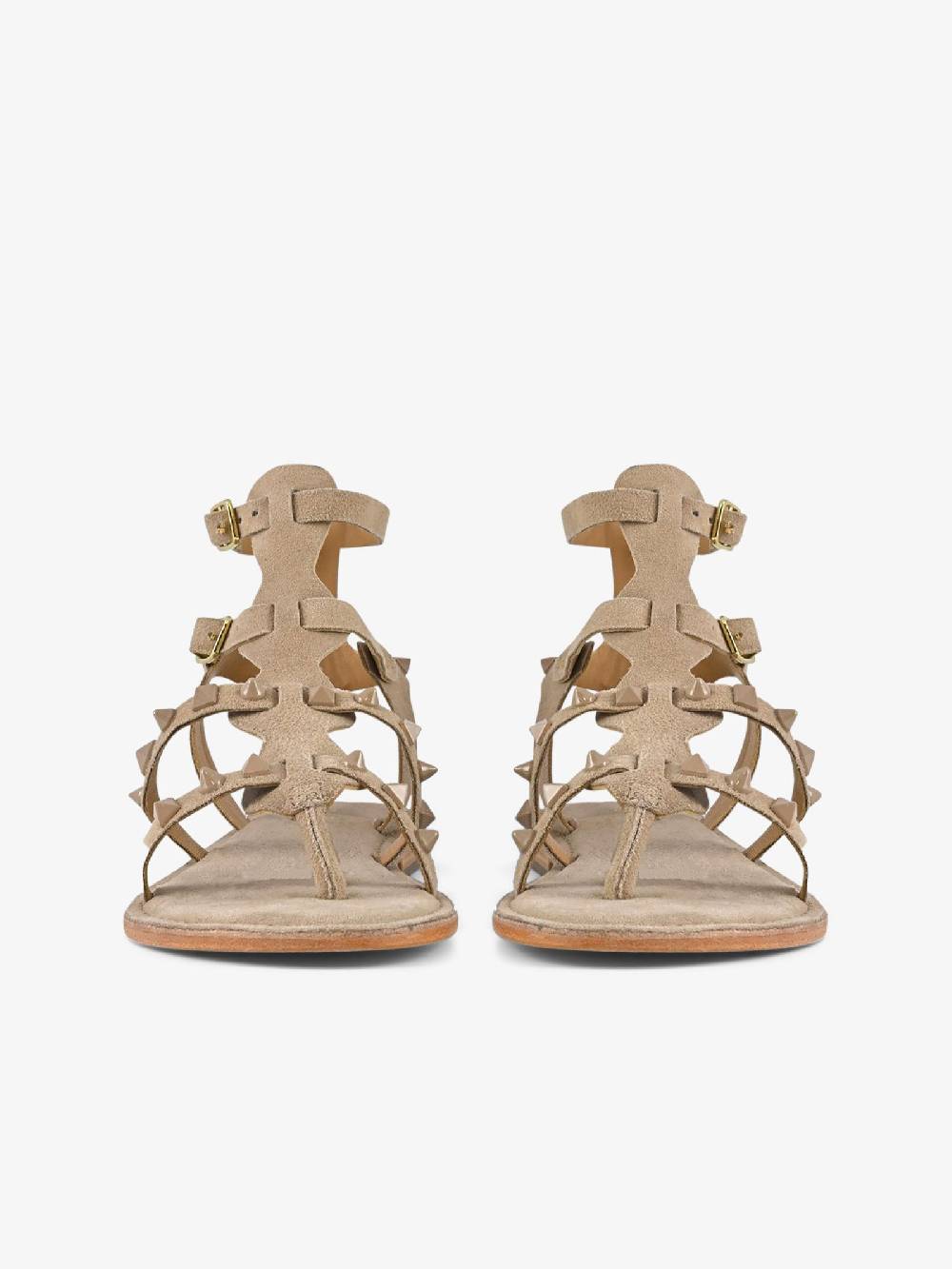 CB FUSION Sandali Bassi Gladiatore Borchie Piramidali CBF.R224001 Donna Pelle Beige