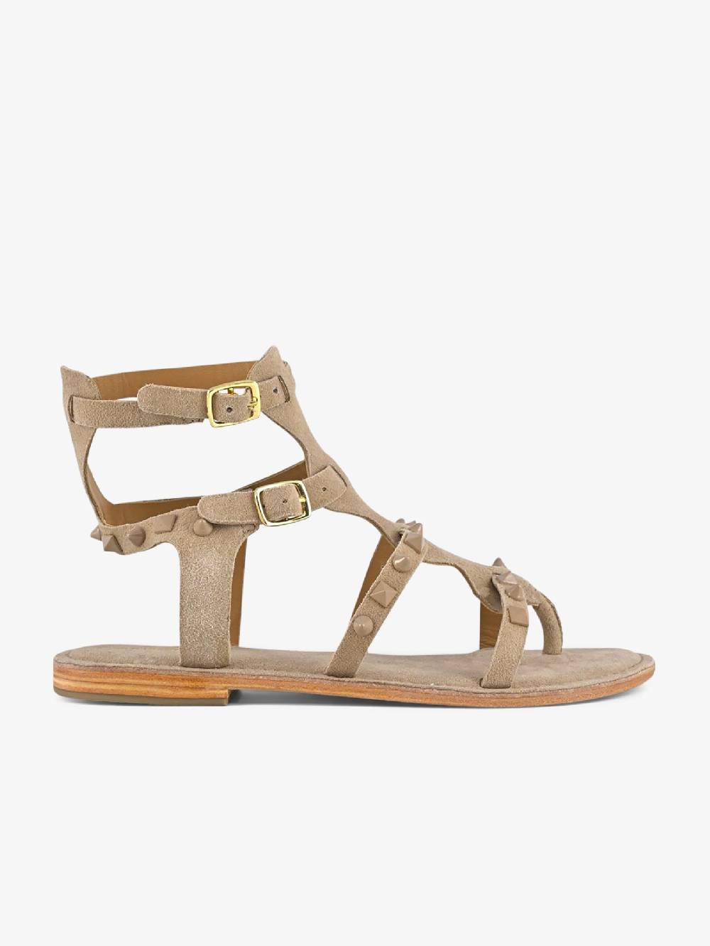 CB FUSION Sandali bassi gladiatore borchie piramidali CBF.R224001 donna pelle beige