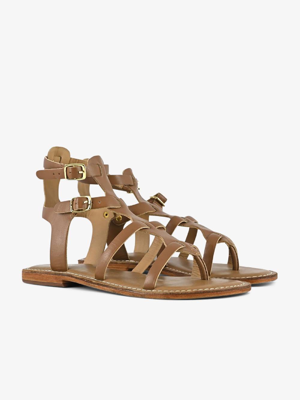 CB FUSION Sandali Bassi Gladiatore CBF.R221009 Donna Pelle Marrone