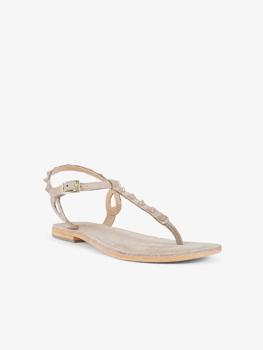 CB FUSION Sandali Bassi Infradito Con Borchie Piramidali CBF.R224003 Donna Pelle Beige