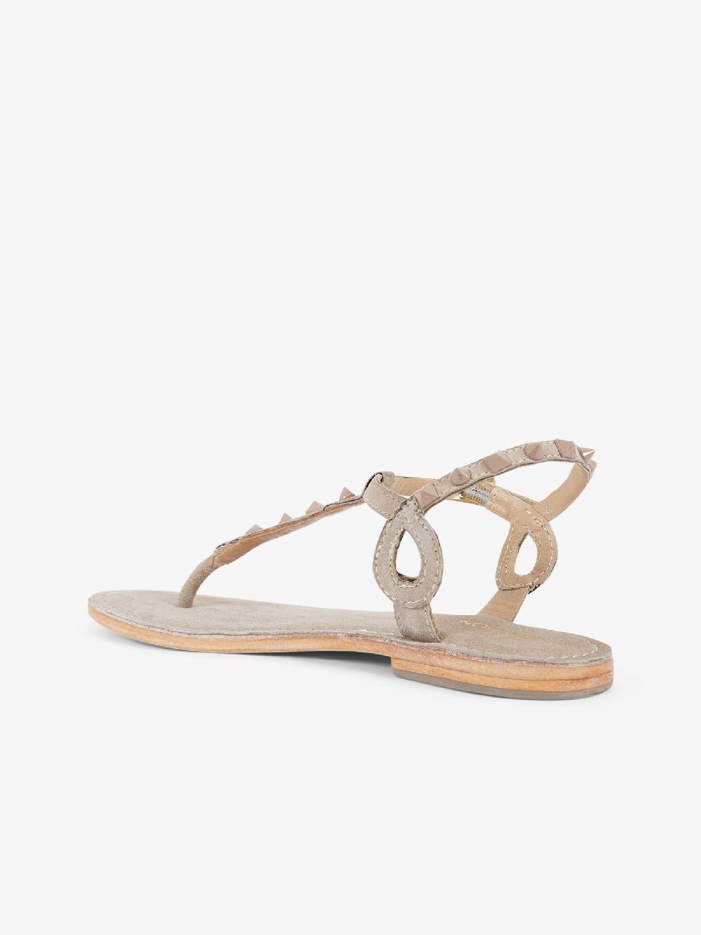 CB FUSION Sandali Bassi Infradito Con Borchie Piramidali CBF.R224003 Donna Pelle Beige