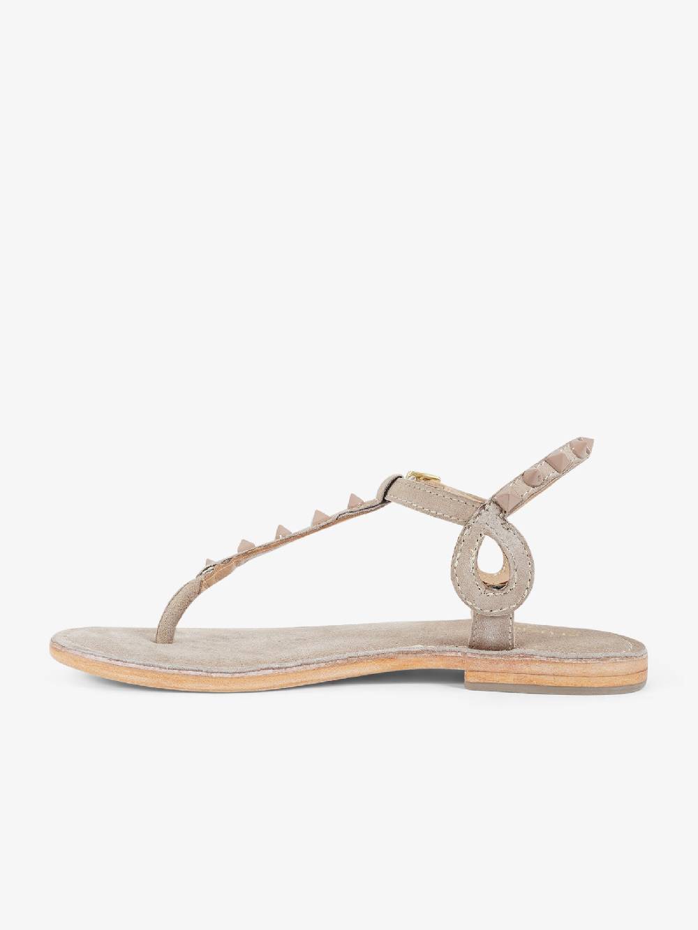 CB FUSION Sandali Bassi Infradito Con Borchie Piramidali CBF.R224003 Donna Pelle Beige