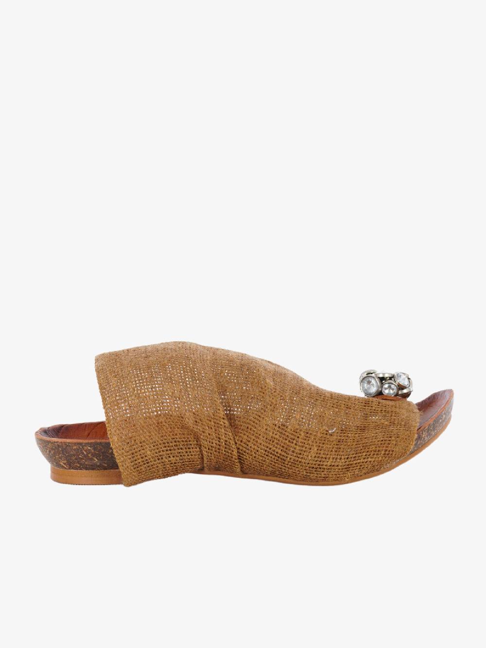 VINTAGE Sandali bassi infradito donna beige in tessuto