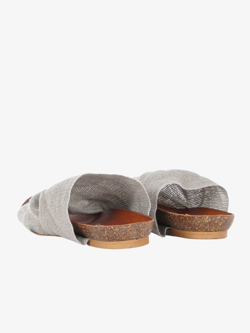 VINTAGE Sandali Bassi Infradito Donna In Tessuto Grigio