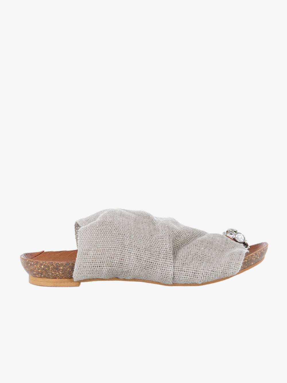 VINTAGE Sandali bassi infradito donna in tessuto grigio