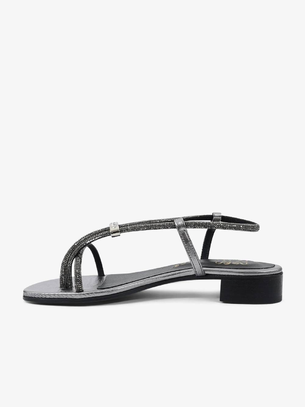 SIANO VIA ROMA Sandali Bassi Laminato Acciaio 58 Donna Pelle Grigio