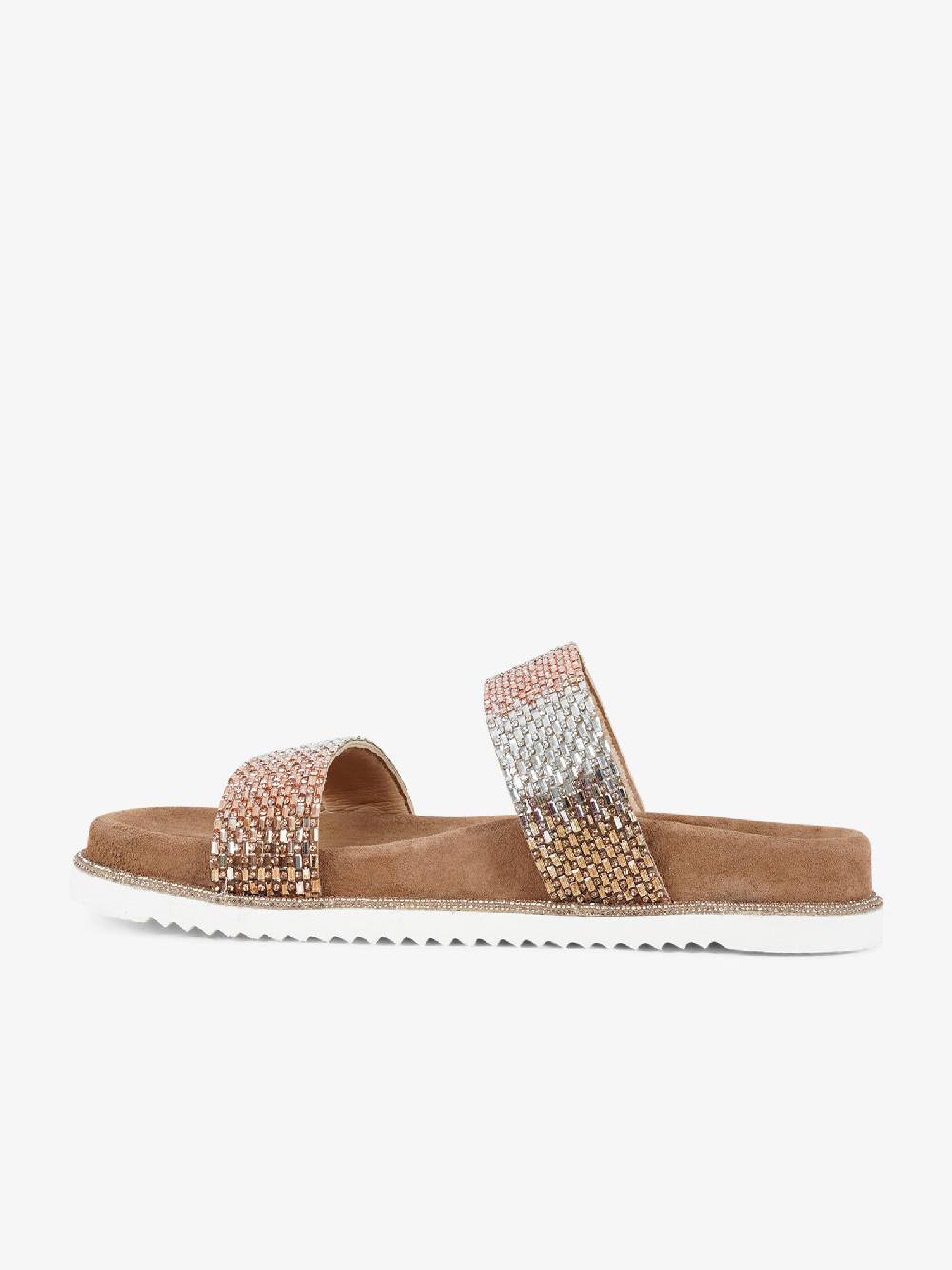 CB FUSION Sandali Bassi Metallizzato Con Doppia Fascia CBF.R224013 Donna Pelle Rosa