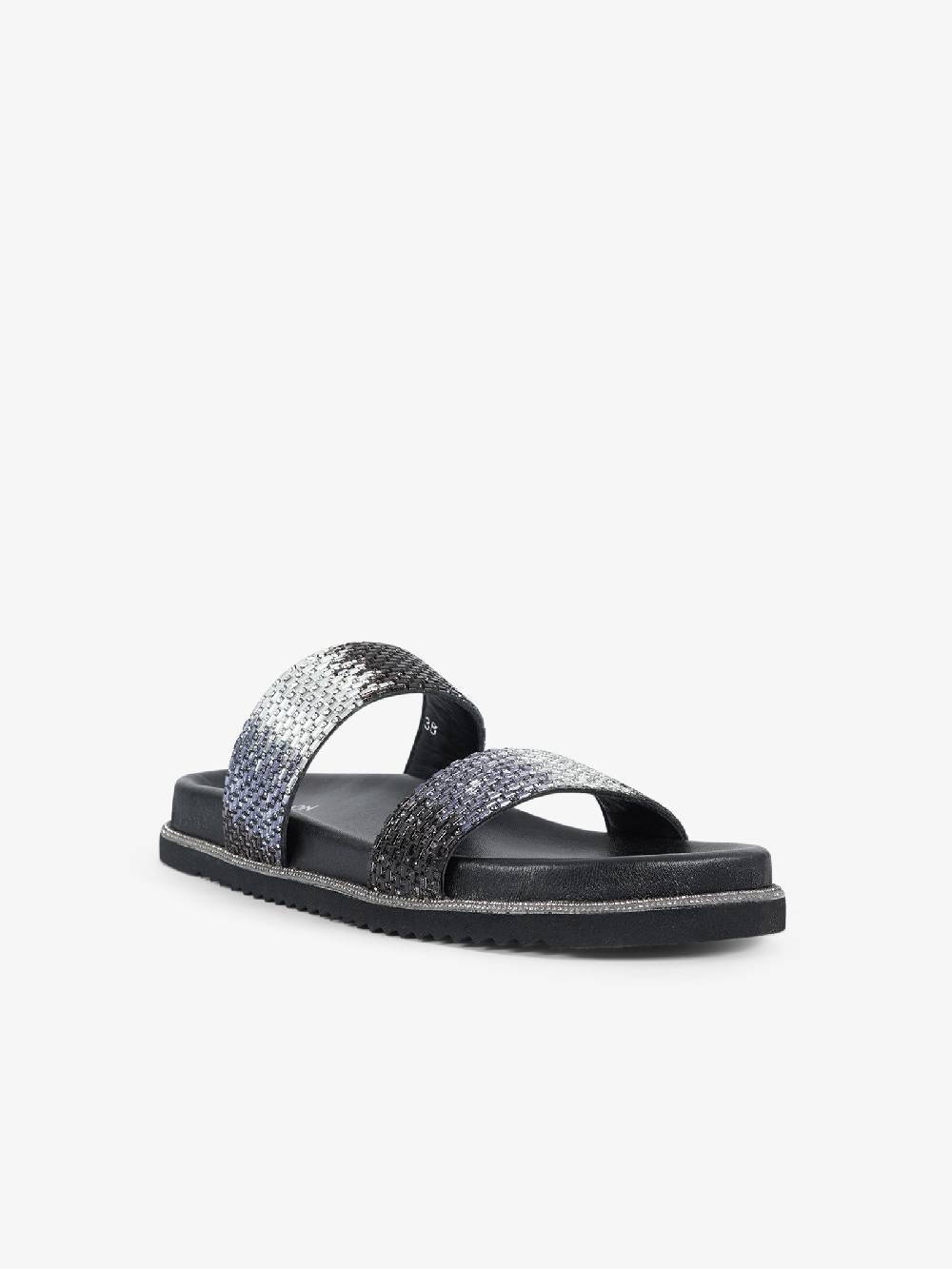 CB FUSION Sandali Bassi Metallizzato Con Doppia Fascia CBF.R224013 Donna Pelle Grigio