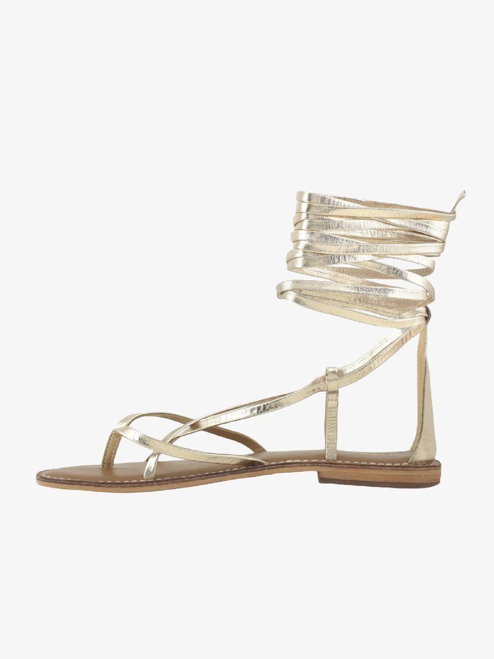 CB FUSION Sandali Bassi Oro Donna Con Lacci In Pelle