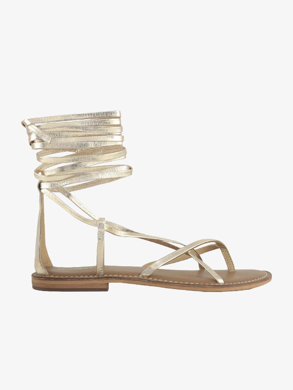 CB FUSION Sandali bassi oro donna con lacci in pelle