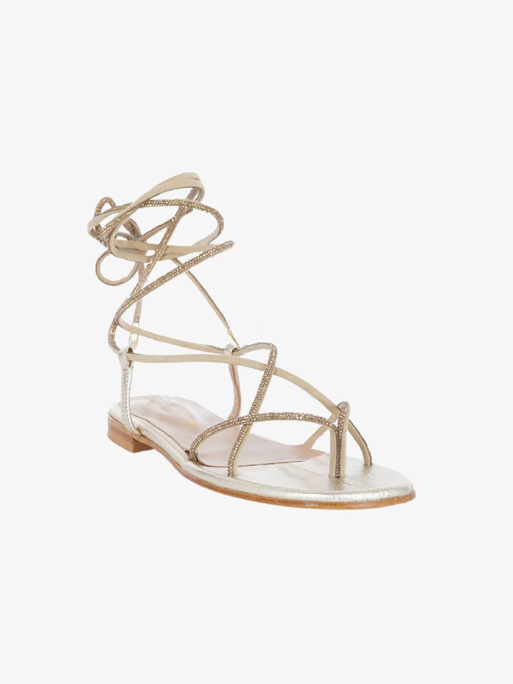 SIANO VIA ROMA Sandali Bassi Schiava 032 Donna Laminato Platino