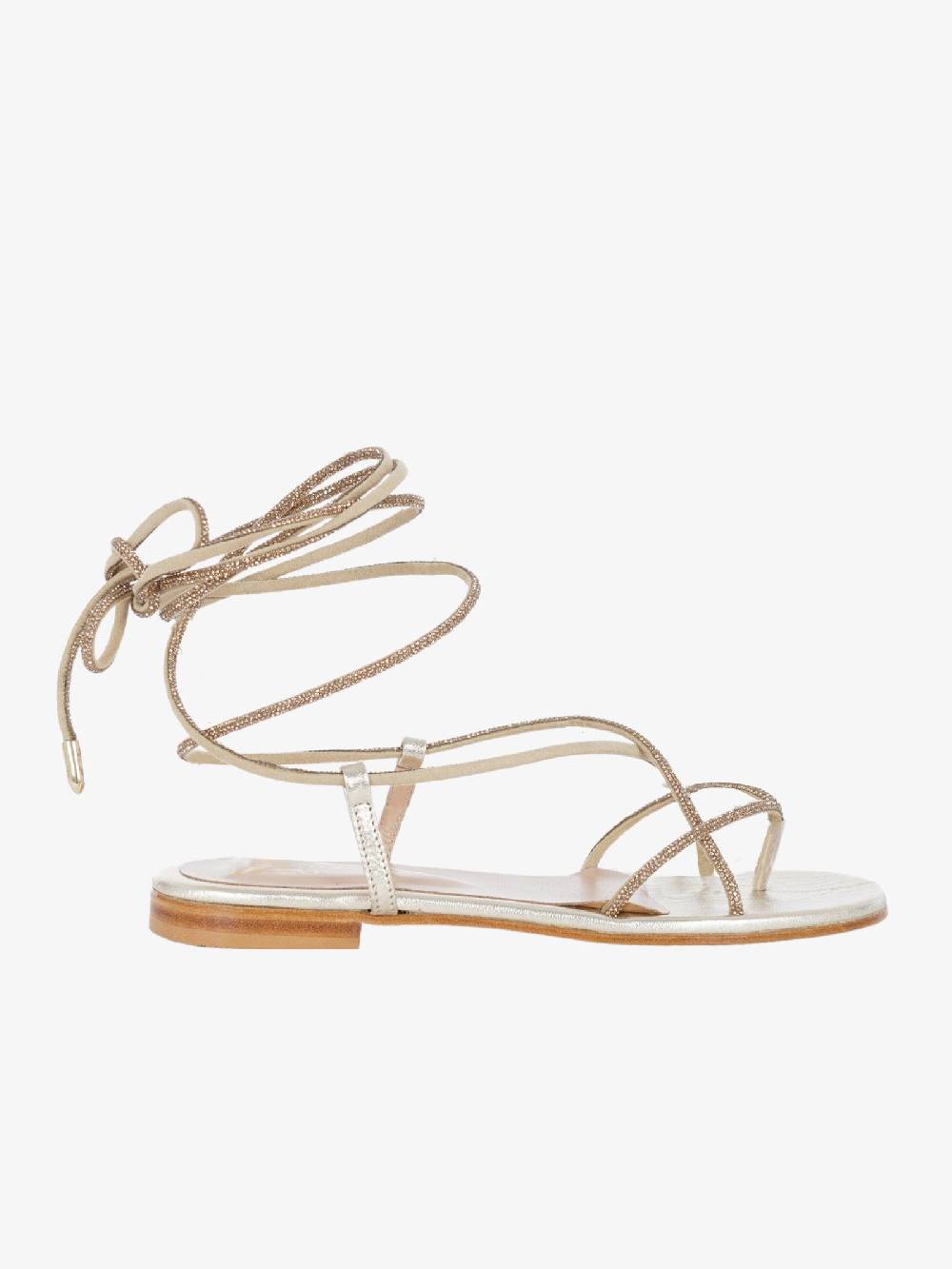 SIANO VIA ROMA Sandali Bassi Schiava 032 Donna Laminato Platino