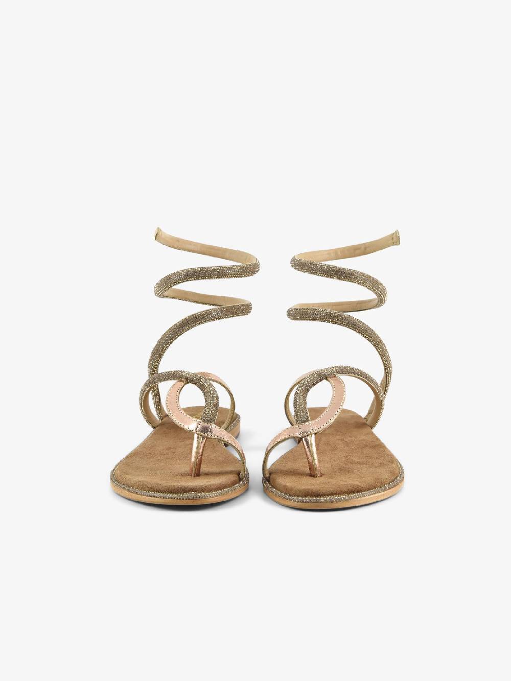 CB FUSION Sandali Bassi Wrap Up Con Strass CBF.R224019 Donna Pelle Oro