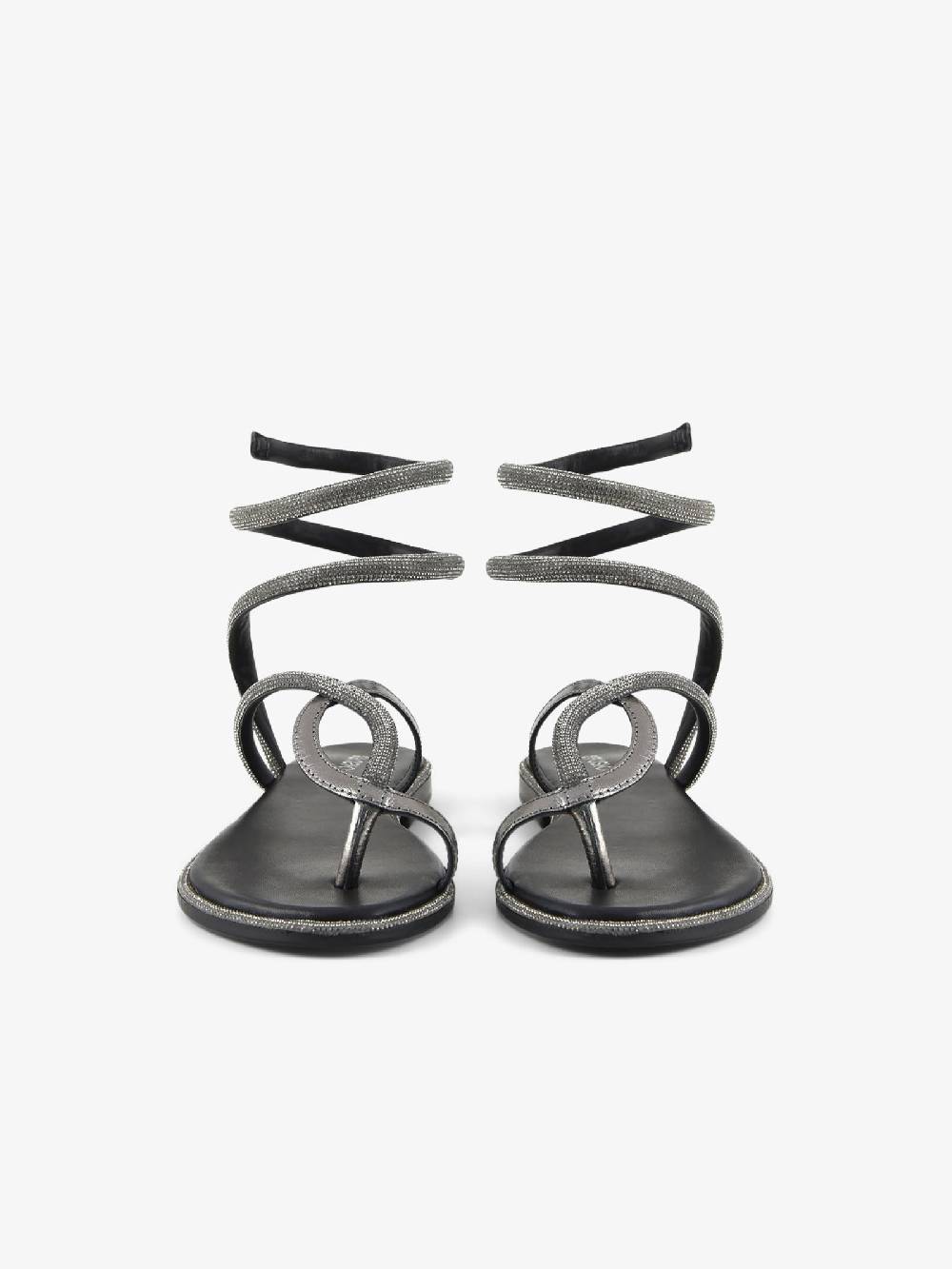 CB FUSION Sandali Bassi Wrap Up Con Strass CBF.R224019 Donna Pelle Grigio