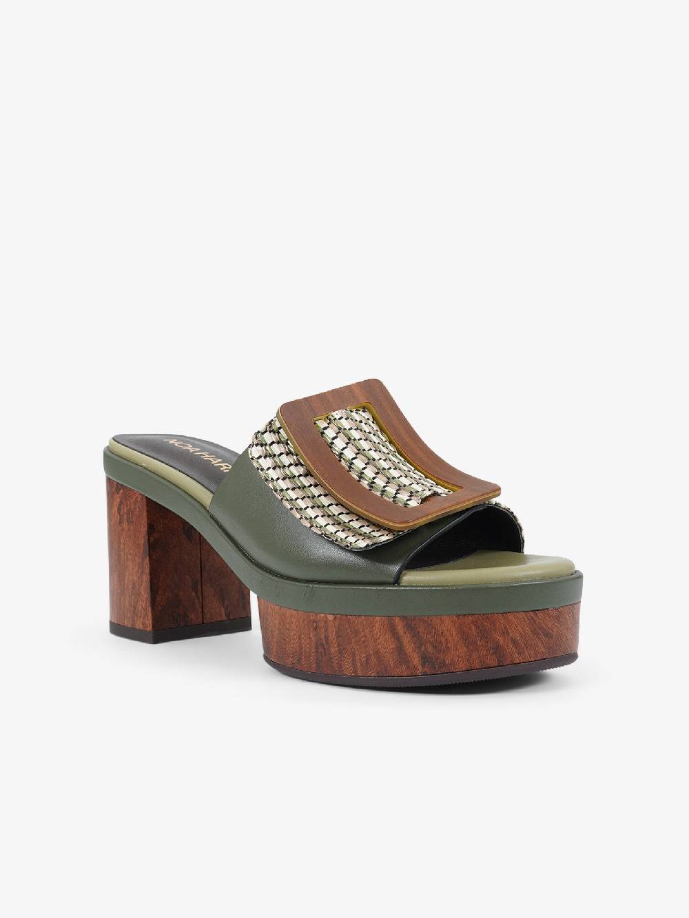 NOA HARMON Sandali Con Tacco Guadalupe 9669 Donna Rafia Verde