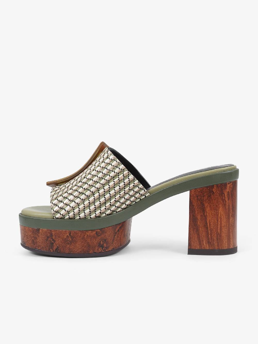 NOA HARMON Sandali Con Tacco Guadalupe 9669 Donna Rafia Verde