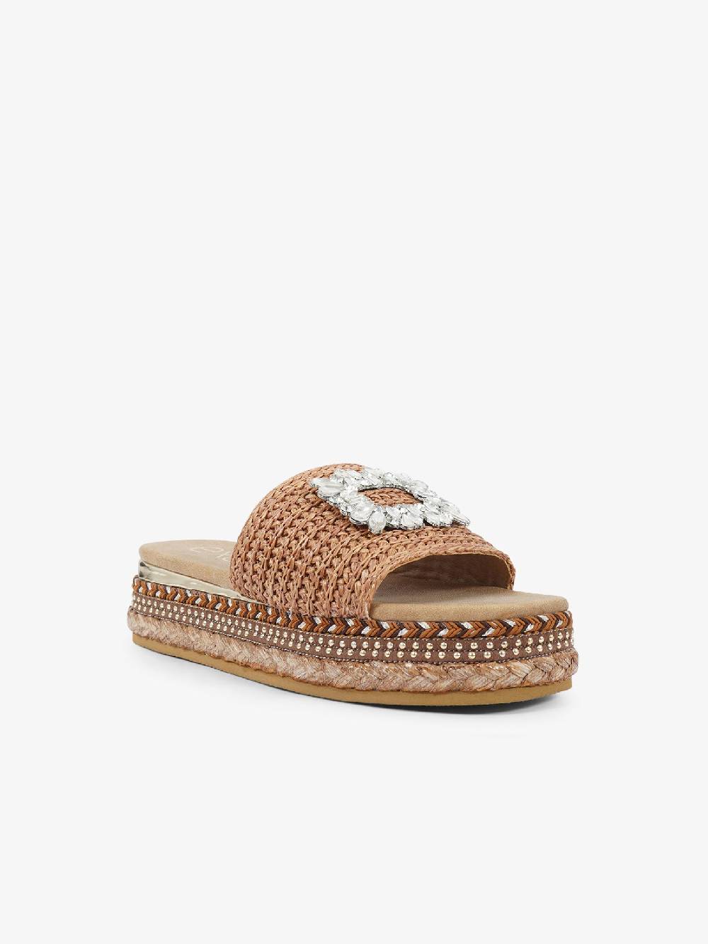 EXE' Sandali Con Zeppa 24085L-1-F Donna Rafia Marrone