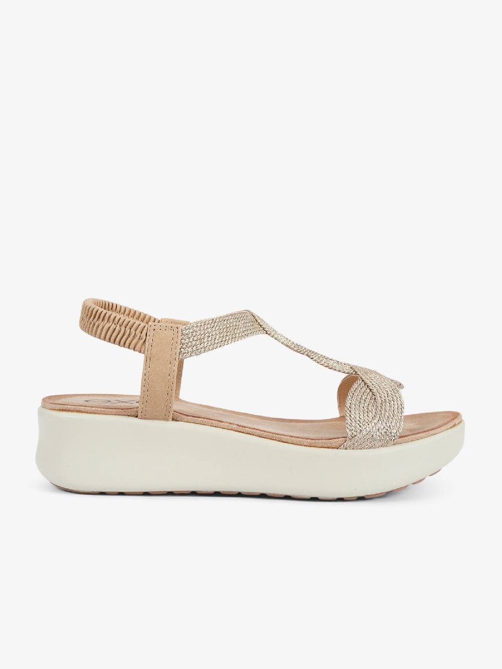 EXE' Sandali con zeppa con strass BZX23170 donna oro