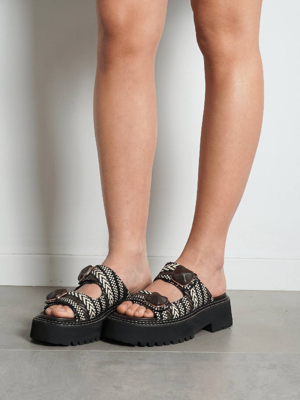 NOA HARMON Sandali Con Zeppa HEAVEN 9684 Donna Rafia Marrone