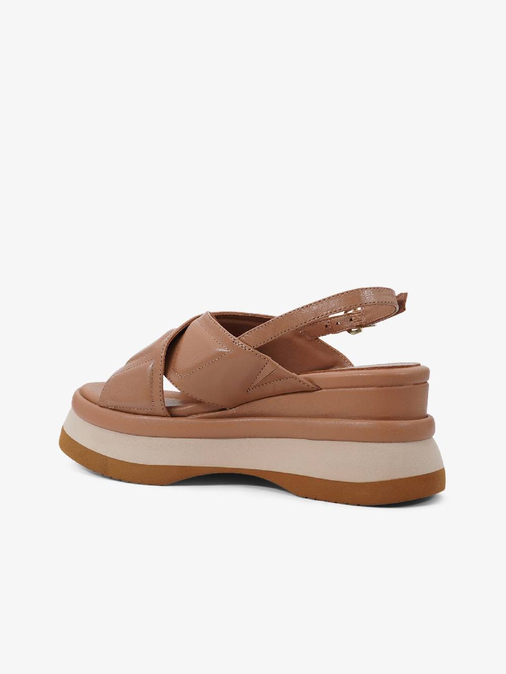 JEANNOT Sandali Con Zeppa RJ603 Donna Pelle Marrone