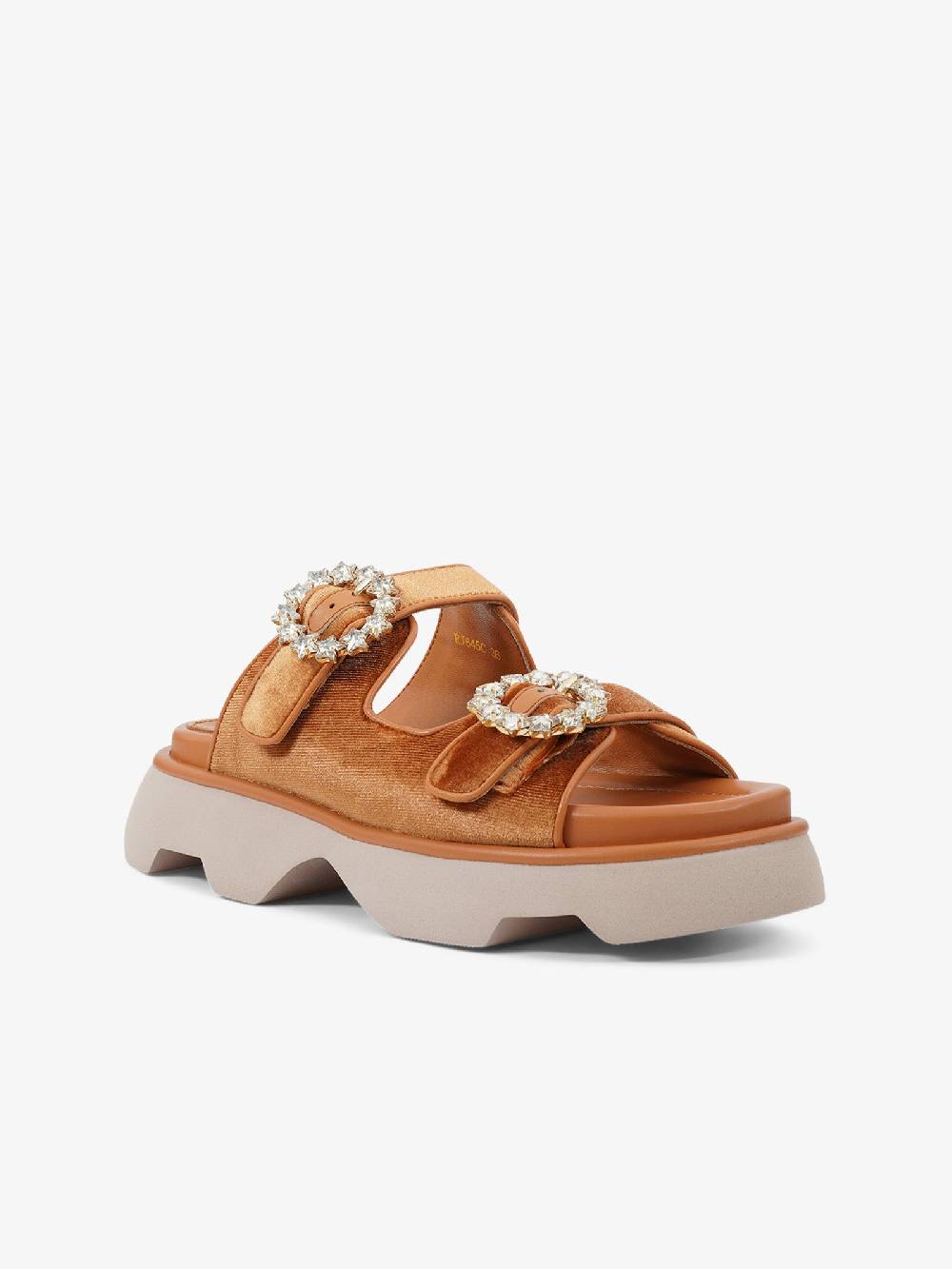 JEANNOT Sandali Con Zeppa RJ645 Donna Tessuto Marrone