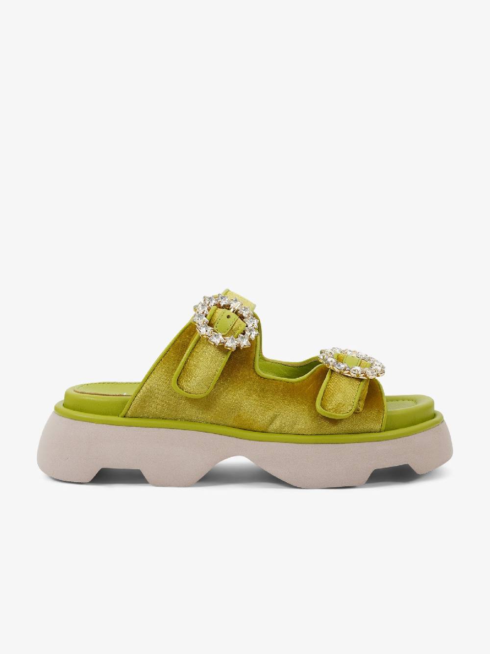 JEANNOT Sandali Con Zeppa RJ645 Donna Tessuto Verde