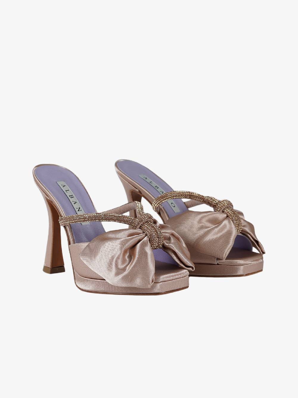 ALBANO Sandali Sabot 3271 Raso Cipria Donna Con Strass