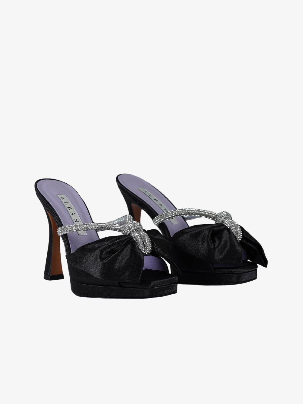 ALBANO Sandali Sabot 3271 Raso Nero Donna Con Strass