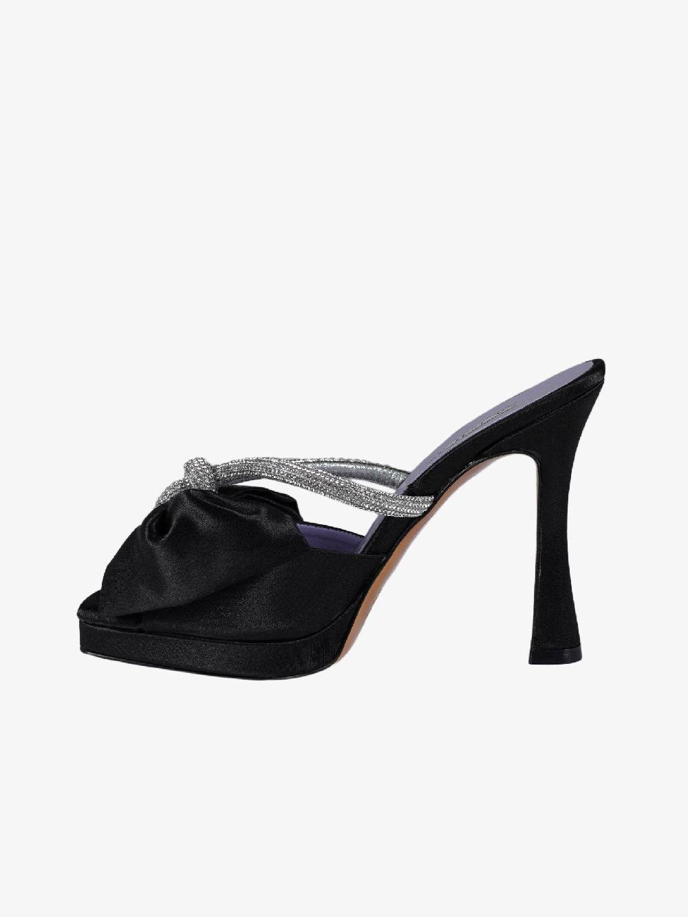 ALBANO Sandali Sabot 3271 Raso Nero Donna Con Strass