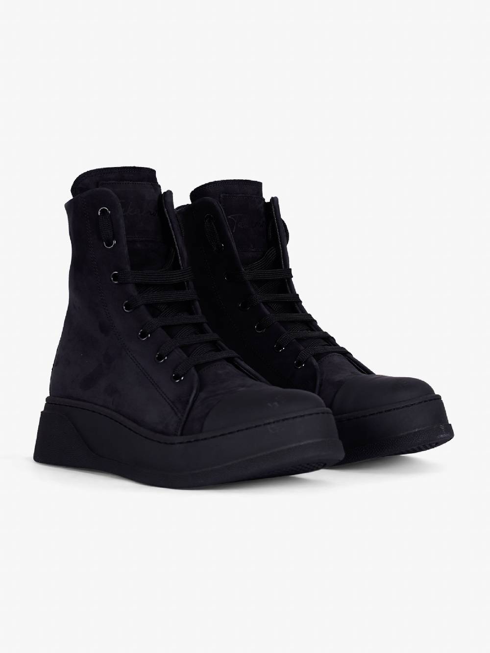 TAKAMORI Scarpe Stringate Alte Tokyo/U Uomo In Nabuk Nero/nero