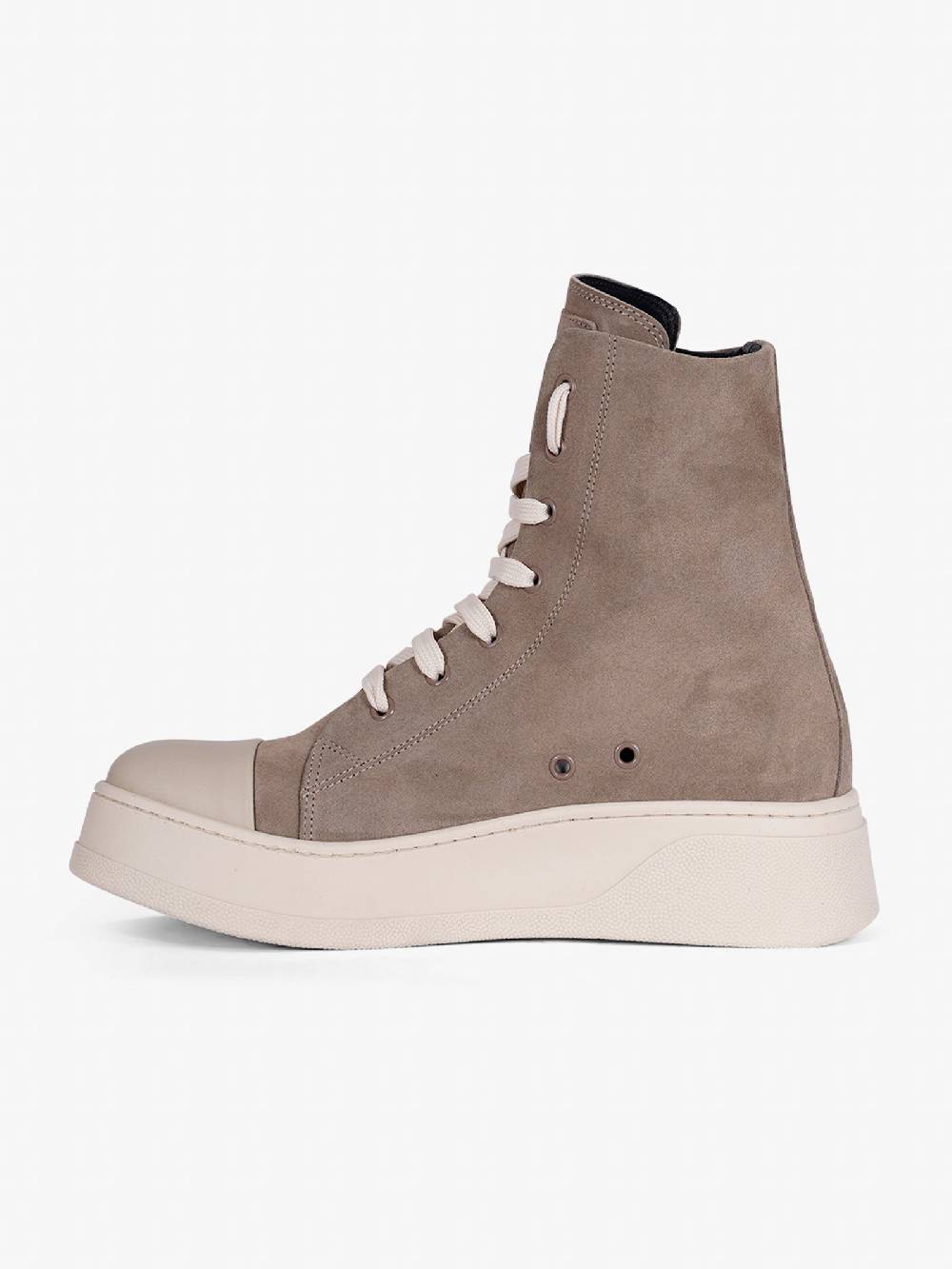 TAKAMORI Scarpe Stringate Alte Tokyo/U Uomo In Vero Camoscio Tortora