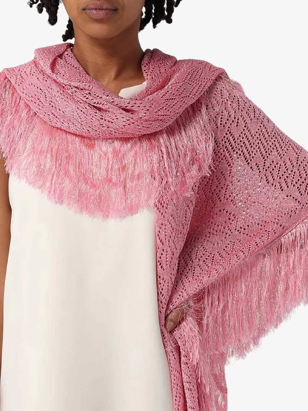 SPACE SIMONA CORSELLINI Scialle A Trama Bucata P24CPSLO02 Donna Viscosa Rosa