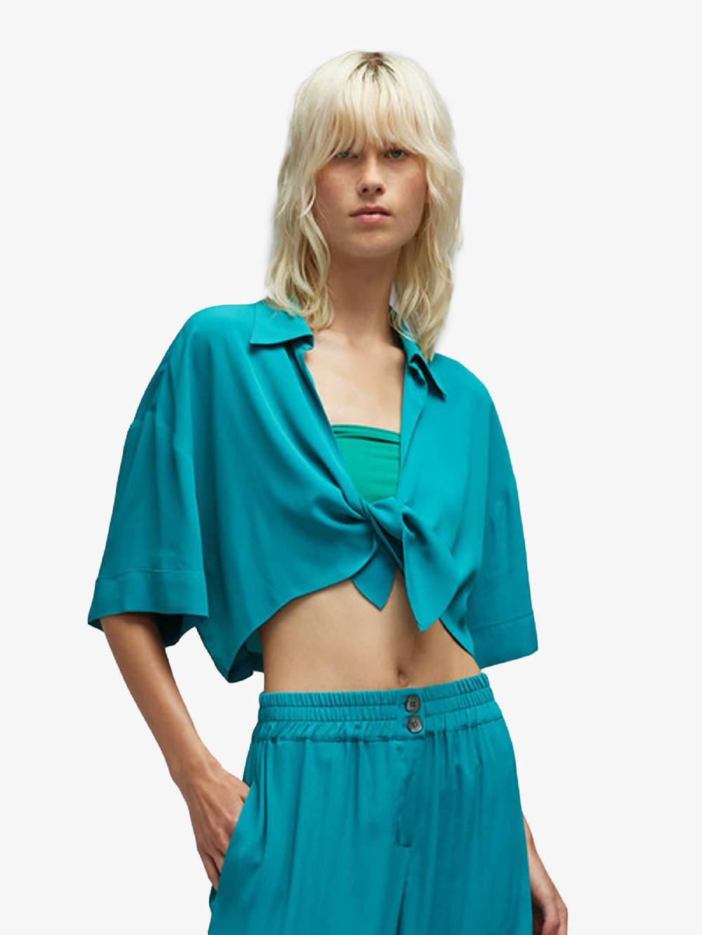 SEMICOUTURE Camicia In Acetato Azzurra Chelsie