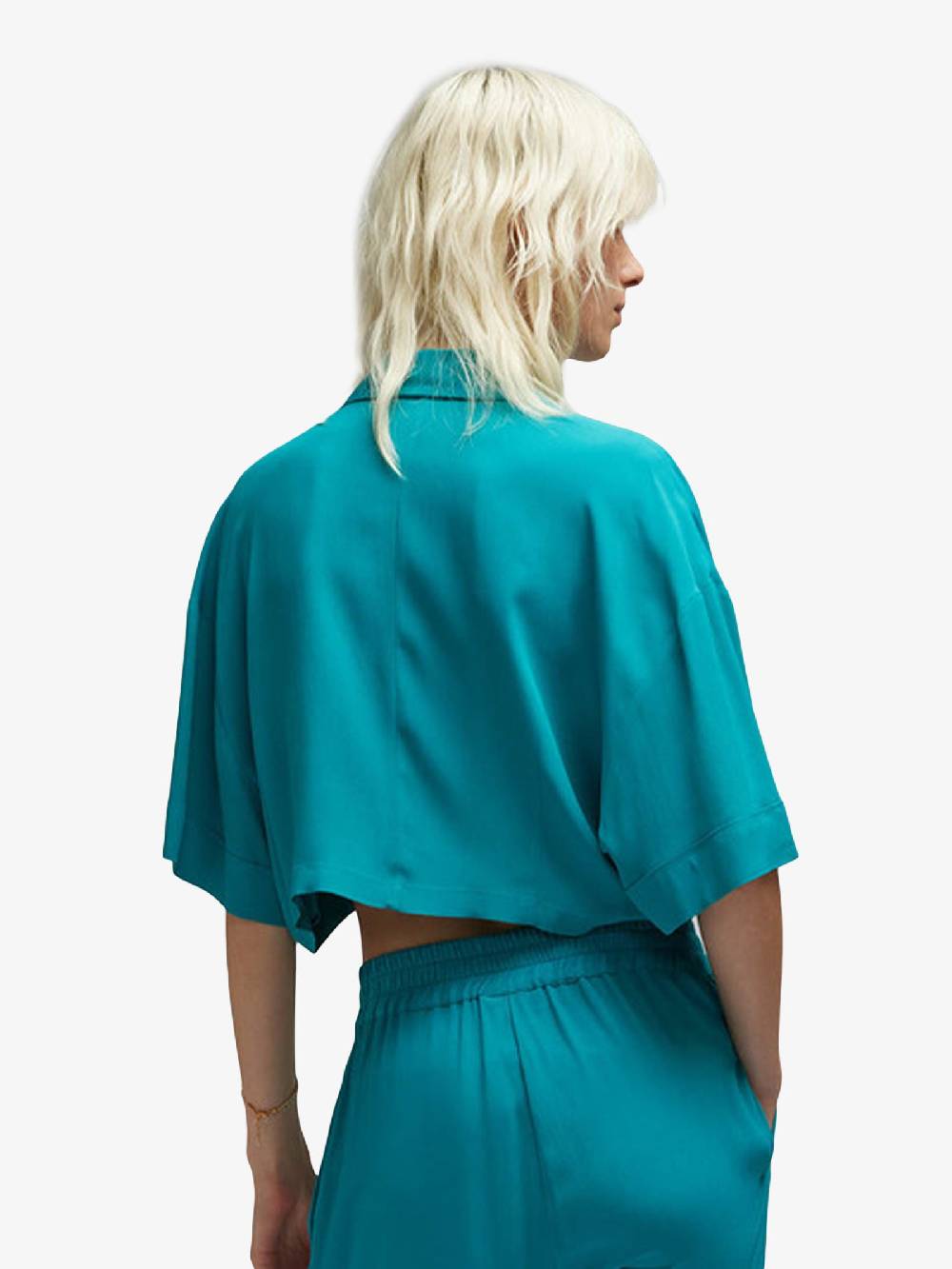 SEMICOUTURE Camicia In Acetato Azzurra Chelsie