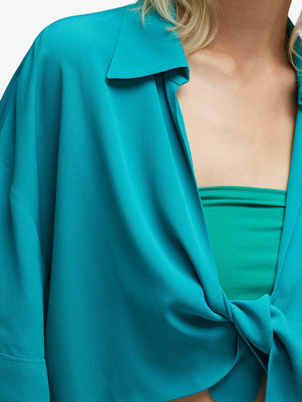 SEMICOUTURE Camicia In Acetato Azzurra Chelsie