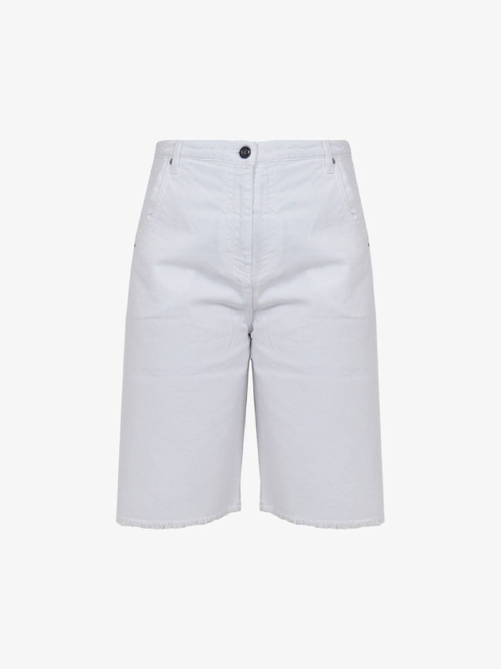 SEMICOUTURE Shorts lungo donna in denim bianco