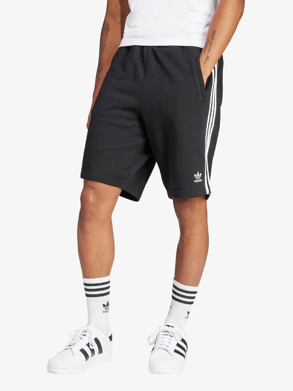 ADIDAS Shorts Adicolor 3-Stripes IU2337 Uomo In Cotone Nero/bianco