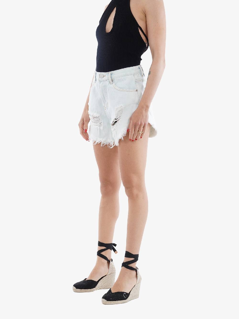 GLAMOROUS Shorts Distressed Donna In Cotone Lavaggio Chiaro