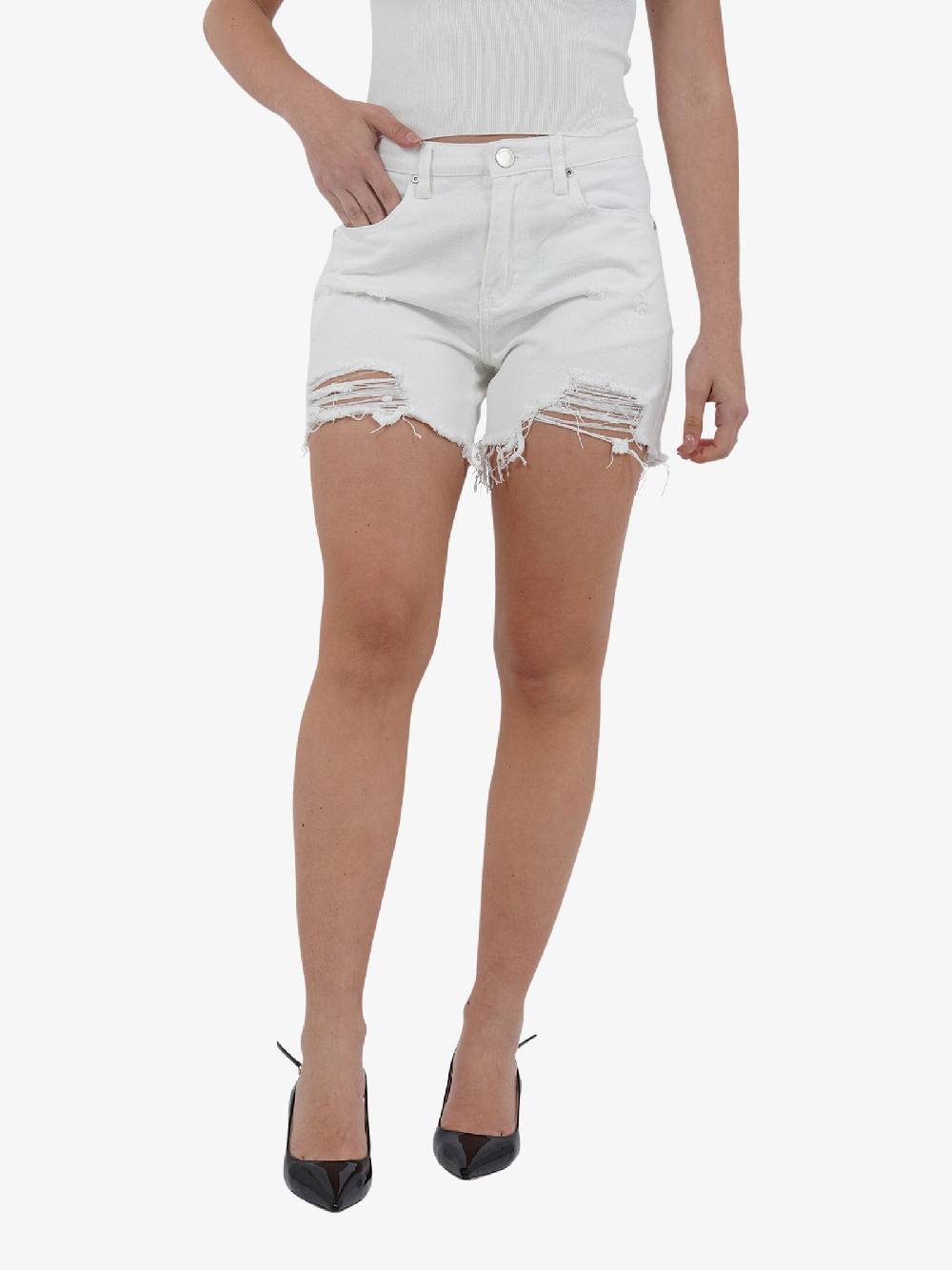 GLAMOROUS Shorts in denim distressed HC0229 donna cotone bianco