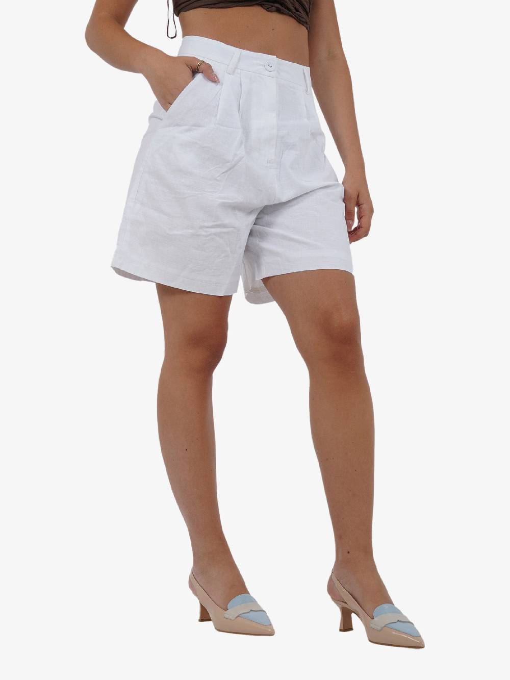 GLAMOROUS Shorts Lunghezza Media GS0795 Donna Cotone Bianco