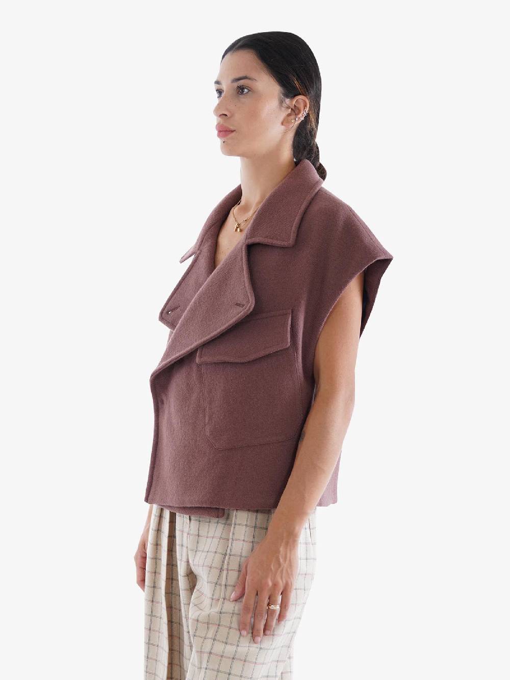 ALYSI Smanicato Imbottito Traditional Donna In Lana Cacao