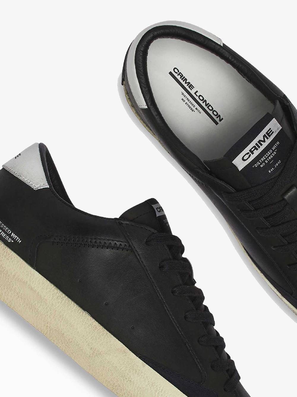 CRIME LONDON Sneaker Distressed Jet Uomo In Pelle Nero