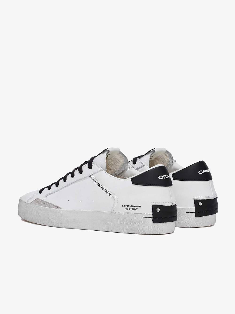 CRIME LONDON Sneaker Distressed Uomo In Pelle Bianco/nero