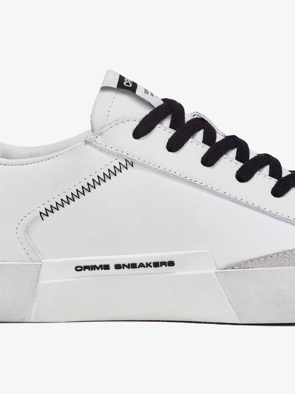 CRIME LONDON Sneaker Distressed Uomo In Pelle Bianco/nero