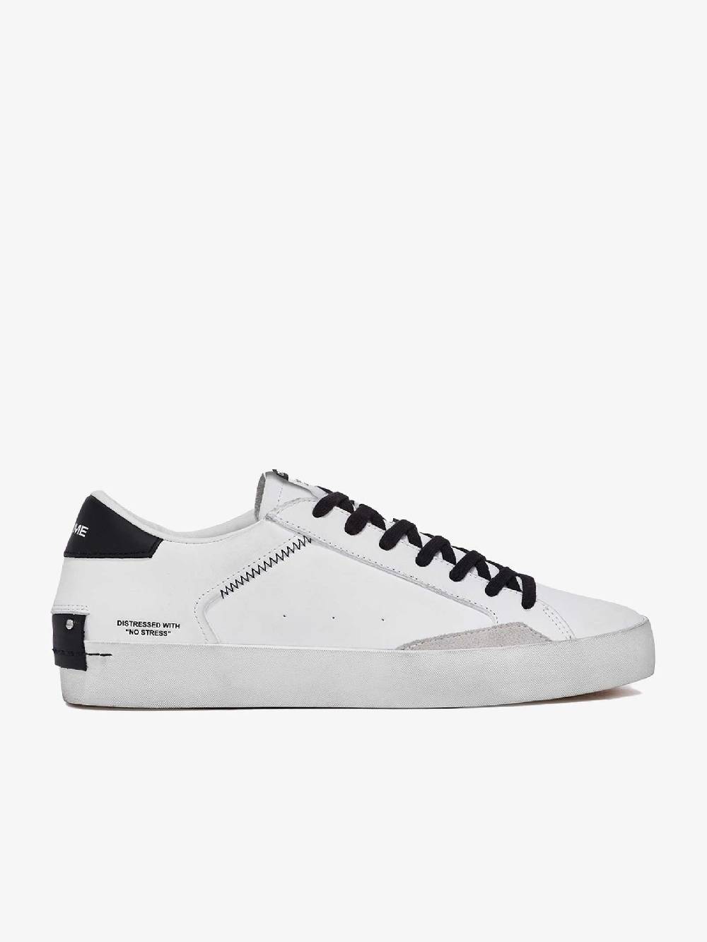 CRIME LONDON Sneaker Distressed Uomo In Pelle Bianco/nero