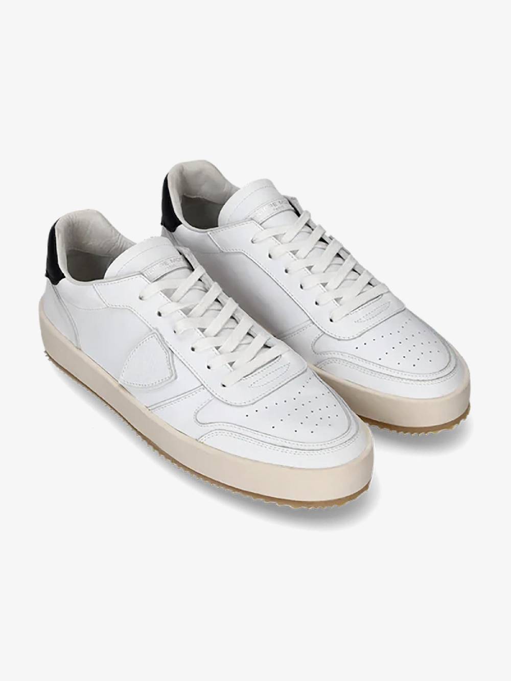 PHILIPPE MODEL Sneakers Bassa Nice VNLU Uomo In Pelle Bianco/nero