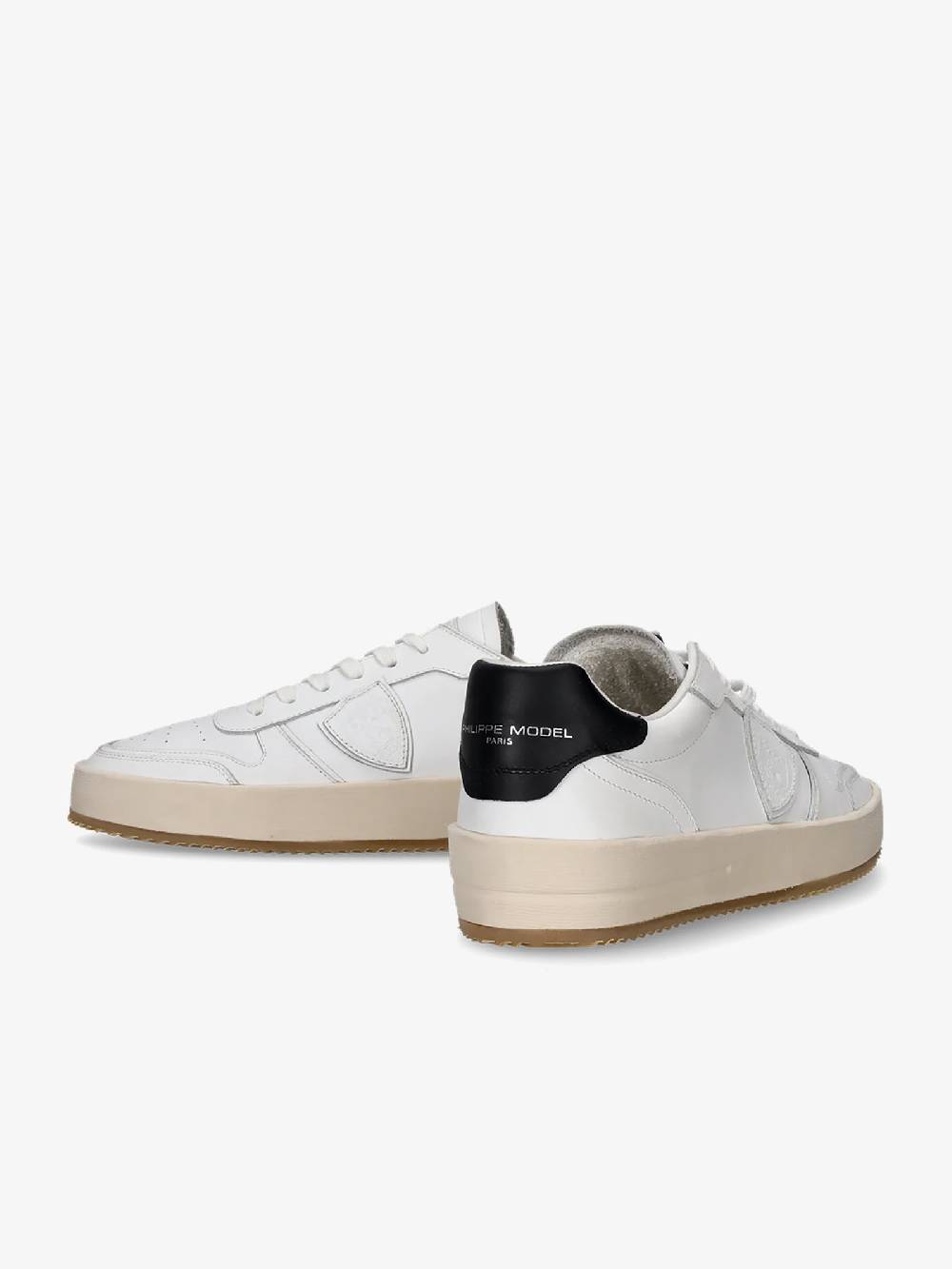 PHILIPPE MODEL Sneakers Bassa Nice VNLU Uomo In Pelle Bianco/nero