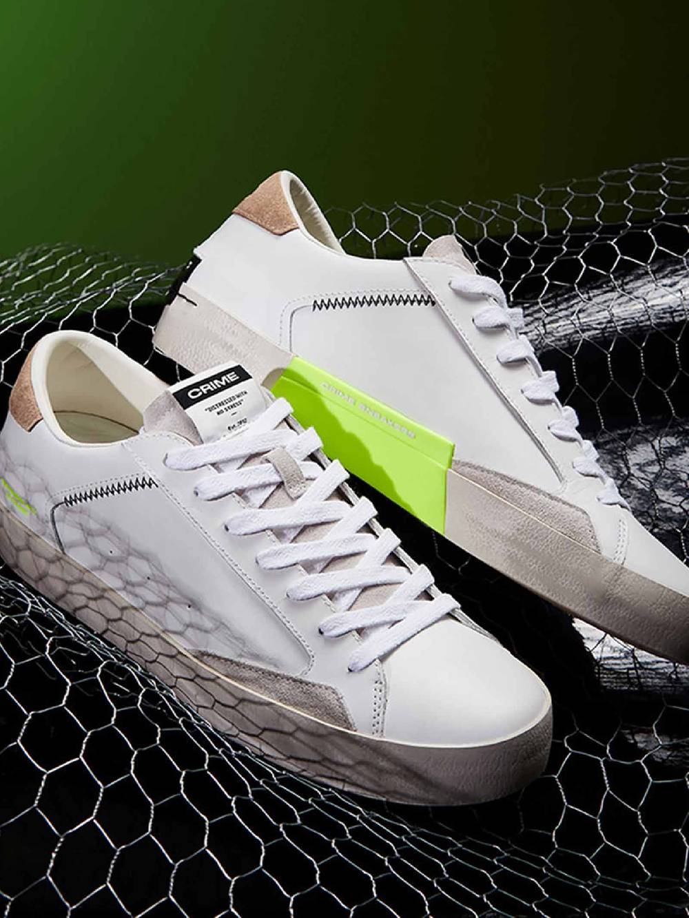 CRIME LONDON Sneakers Distressed 17001PP6 Uomo In Pelle Bianco